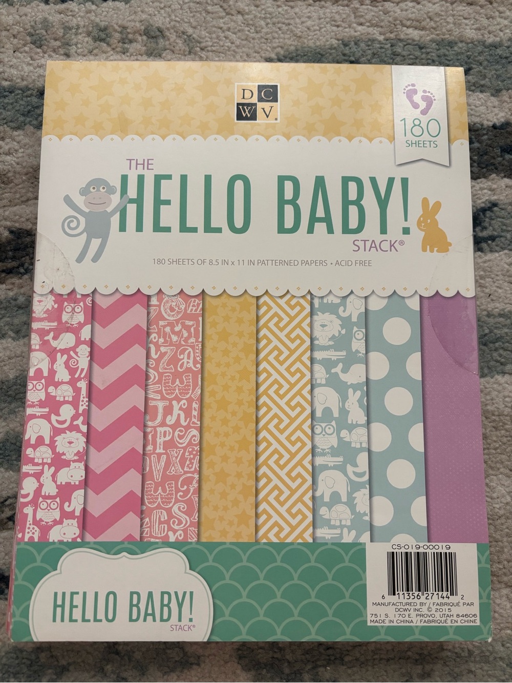 Hello Baby! Patterned Paper Pad - Pink, Yellow, Blue, Purple